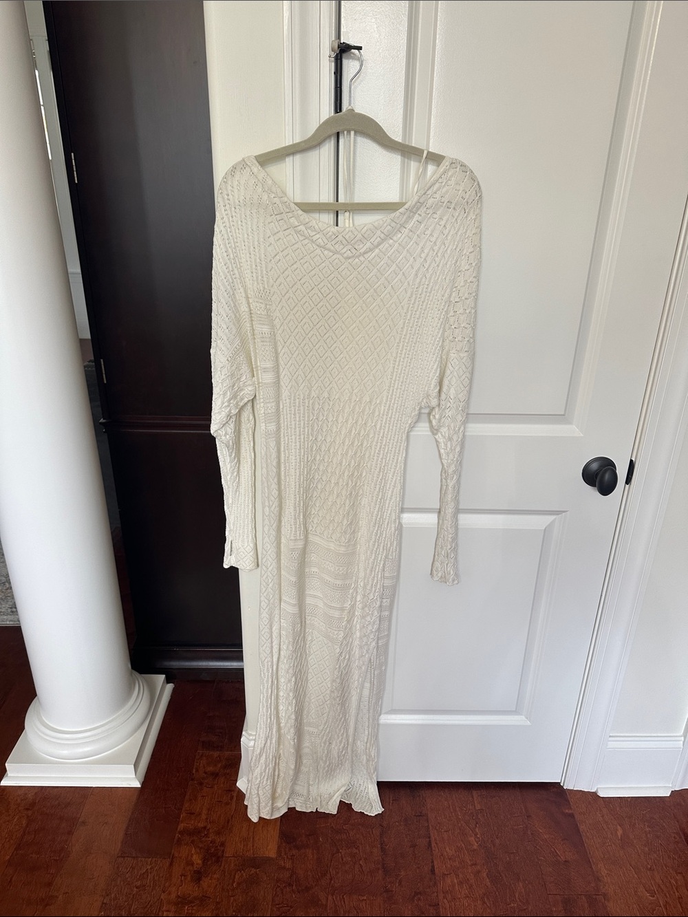 Free People Kiki Ivory Cable Knit Maxi Dress